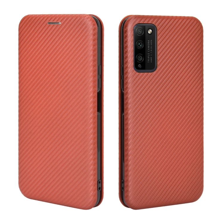 For Huawei Honor 30 Youth Carbon Fiber Texture Horizontal Flip TPU + PC + PU Leather Case with Card Slot