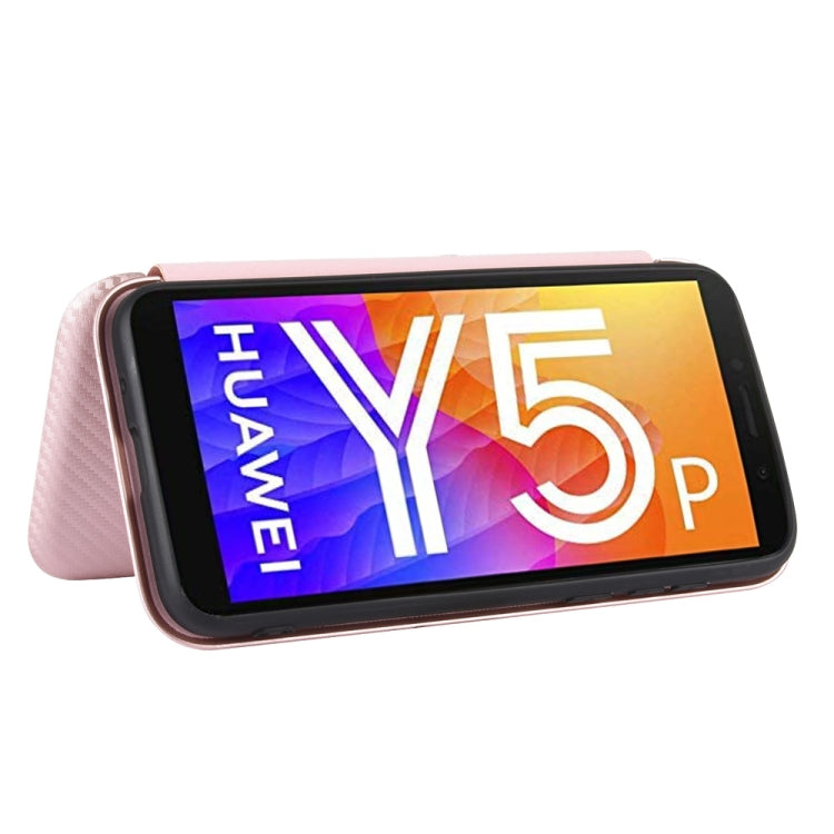 For Huawei Y5p / Honor 9S Carbon Fiber Texture Horizontal Flip TPU + PC + PU Leather Case with Card Slot