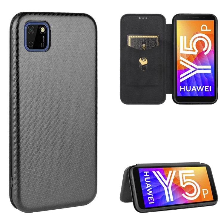 For Huawei Y5p / Honor 9S Carbon Fiber Texture Horizontal Flip TPU + PC + PU Leather Case with Card Slot