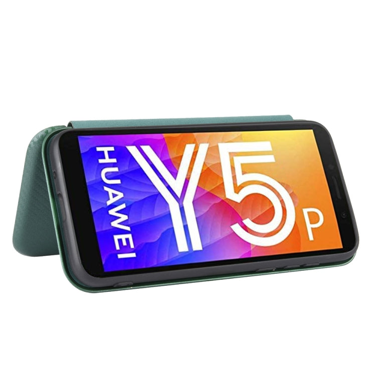 For Huawei Y5p / Honor 9S Carbon Fiber Texture Horizontal Flip TPU + PC + PU Leather Case with Card Slot