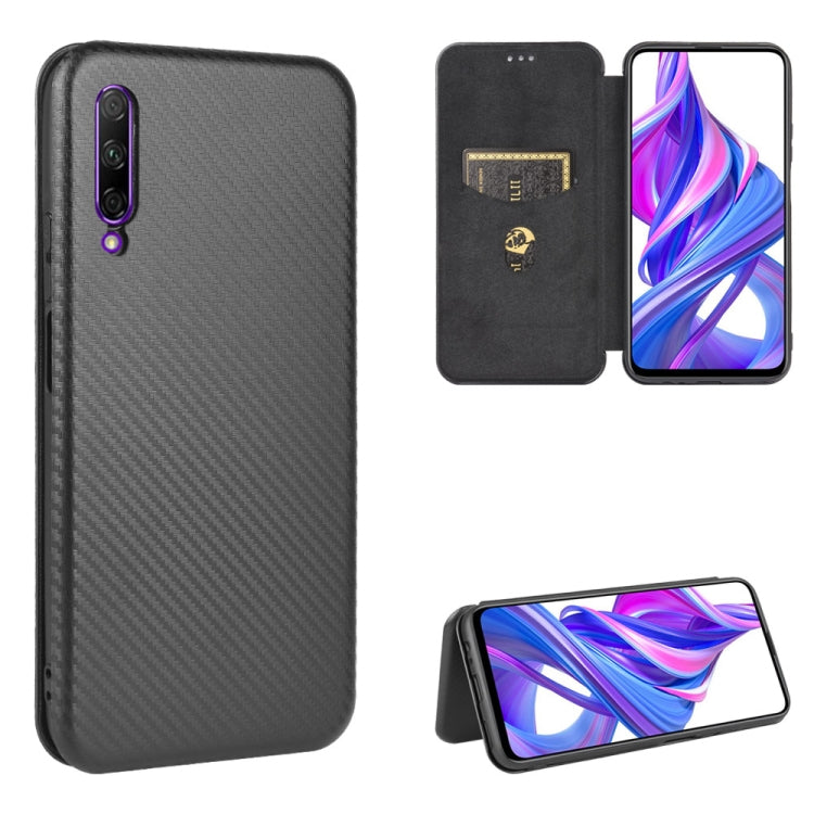 For Huawei Honor 9X Pro Carbon Fiber Texture Horizontal Flip TPU + PC + PU Leather Case with Card Slot