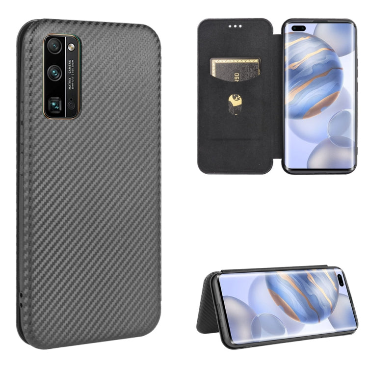 For Huawei Honor 30 Pro Carbon Fiber Texture Horizontal Flip TPU + PC + PU Leather Case with Card Slot