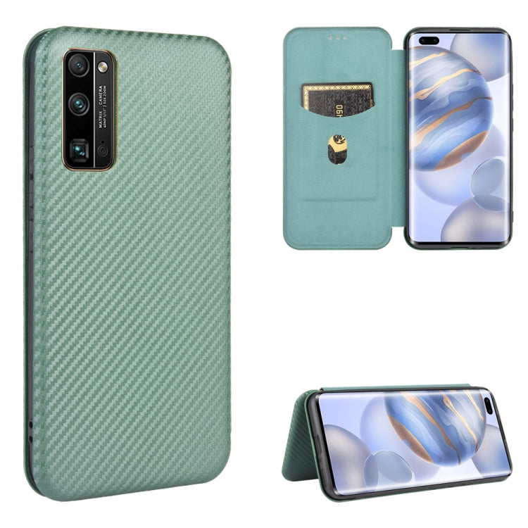 For Huawei Honor 30 Pro Carbon Fiber Texture Horizontal Flip TPU + PC + PU Leather Case with Card Slot