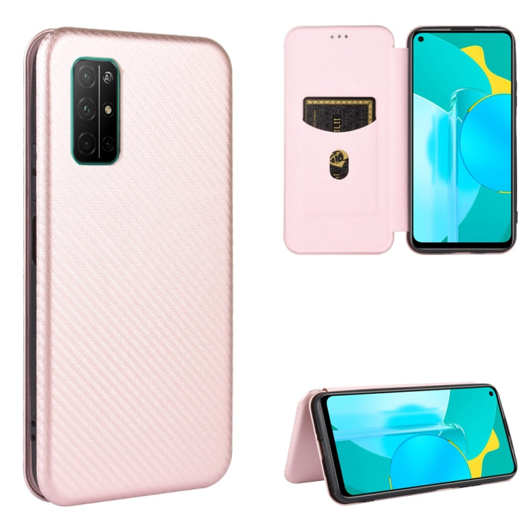 For Huawei Honor View30 Carbon Fiber Texture Horizontal Flip TPU + PC + PU Leather Case with Card Slot