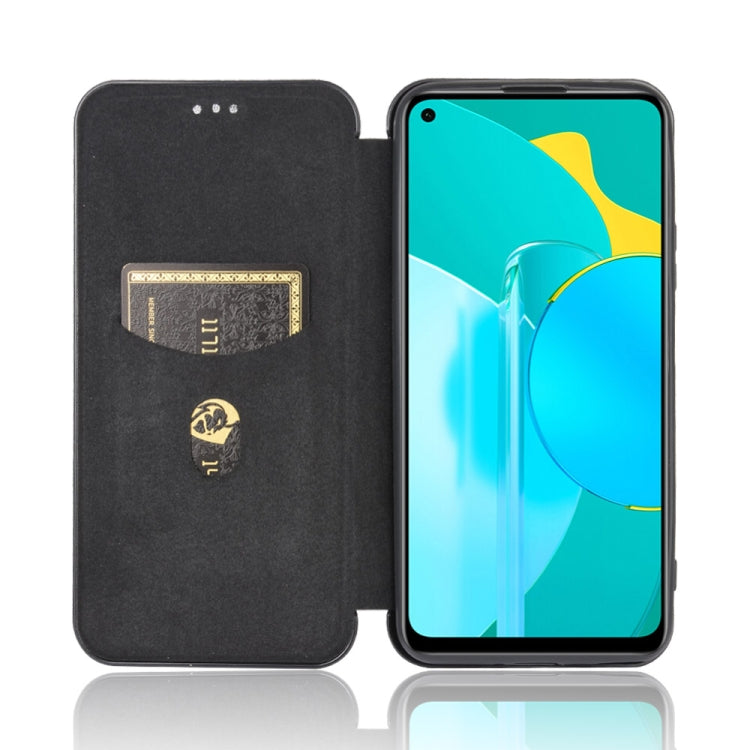 For Huawei Honor View30 Carbon Fiber Texture Horizontal Flip TPU + PC + PU Leather Case with Card Slot