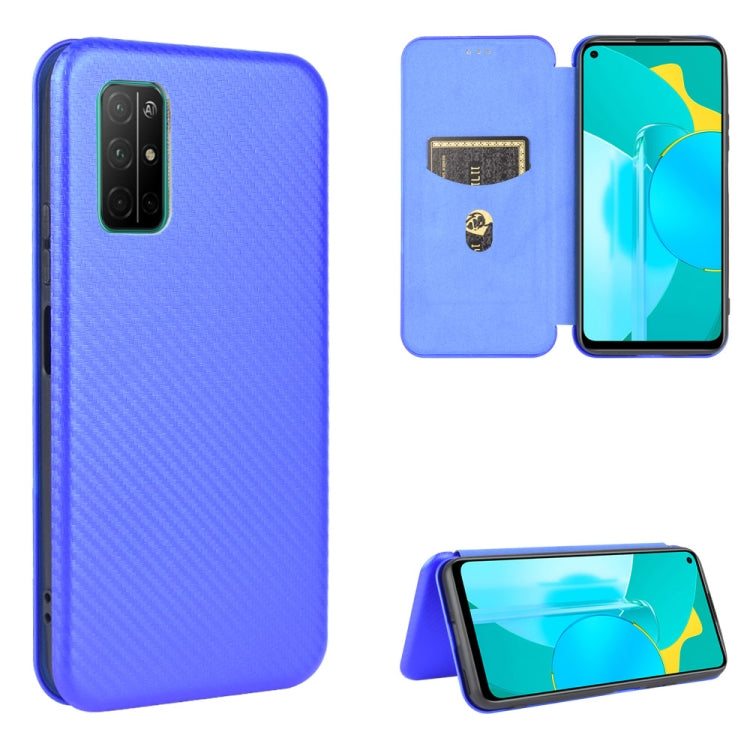 For Huawei Honor View30 Carbon Fiber Texture Horizontal Flip TPU + PC + PU Leather Case with Card Slot