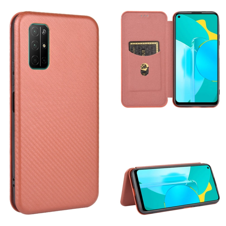 For Huawei Honor View30 Carbon Fiber Texture Horizontal Flip TPU + PC + PU Leather Case with Card Slot