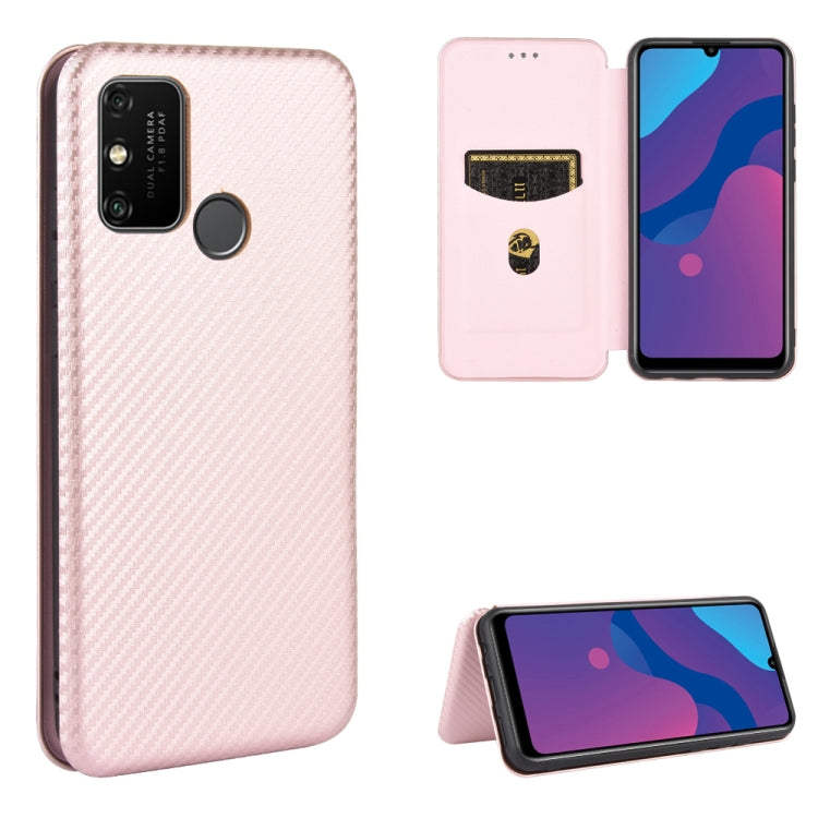 For Huawei Honor Play 9A Carbon Fiber Texture Horizontal Flip TPU + PC + PU Leather Case with Card Slot