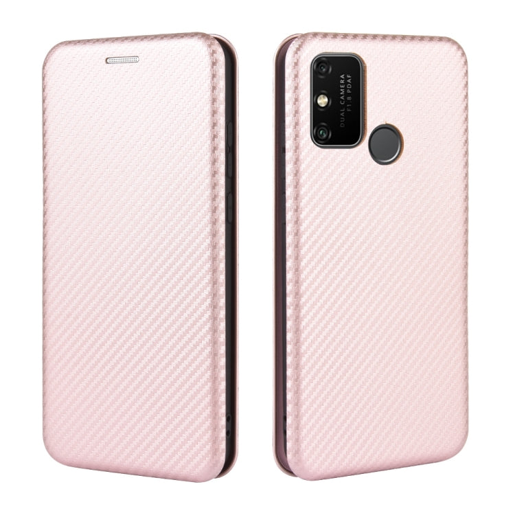 For Huawei Honor Play 9A Carbon Fiber Texture Horizontal Flip TPU + PC + PU Leather Case with Card Slot