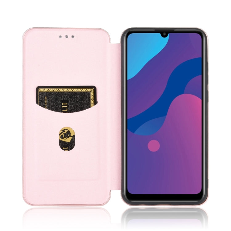 For Huawei Honor Play 9A Carbon Fiber Texture Horizontal Flip TPU + PC + PU Leather Case with Card Slot