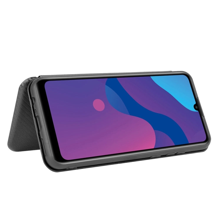For Huawei Honor Play 9A Carbon Fiber Texture Horizontal Flip TPU + PC + PU Leather Case with Card Slot