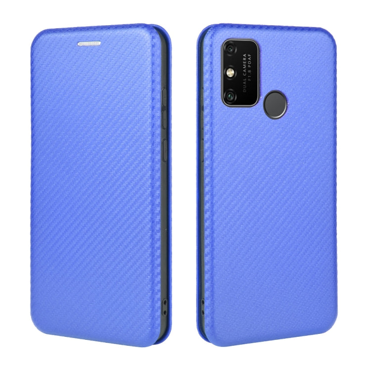 For Huawei Honor Play 9A Carbon Fiber Texture Horizontal Flip TPU + PC + PU Leather Case with Card Slot