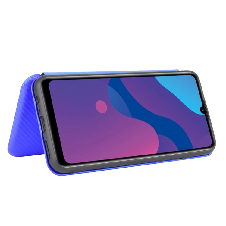 For Huawei Honor Play 9A Carbon Fiber Texture Horizontal Flip TPU + PC + PU Leather Case with Card Slot