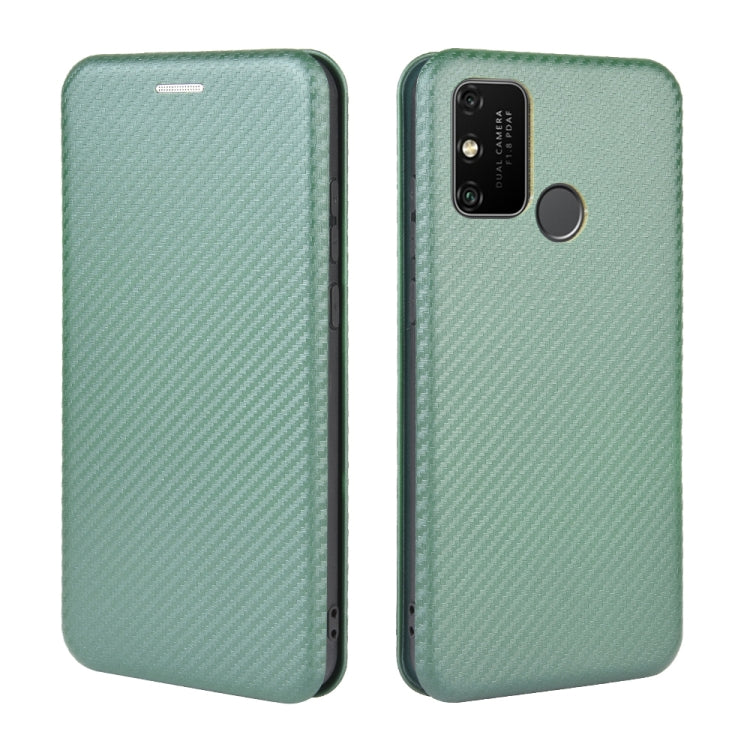 For Huawei Honor Play 9A Carbon Fiber Texture Horizontal Flip TPU + PC + PU Leather Case with Card Slot