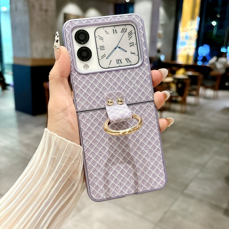 For Huawei nova Flip Sparkling Diamond Rhombus PC Phone Case with Ring