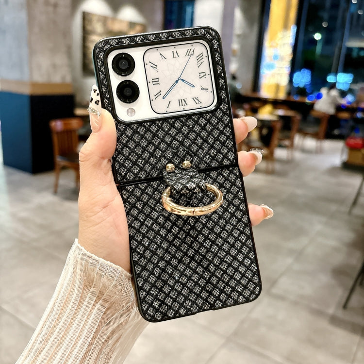 For Huawei nova Flip Sparkling Diamond Rhombus PC Phone Case with Ring