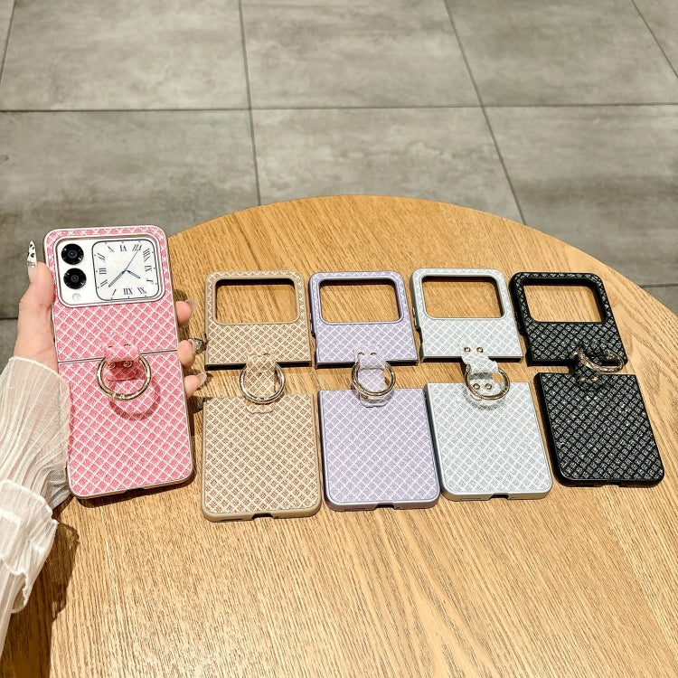 For Huawei nova Flip Sparkling Diamond Rhombus PC Phone Case with Ring