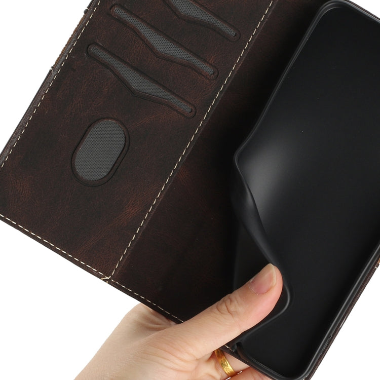 For iPhone 16 Plus Grid Stitching Leather Phone Case with Lanyard