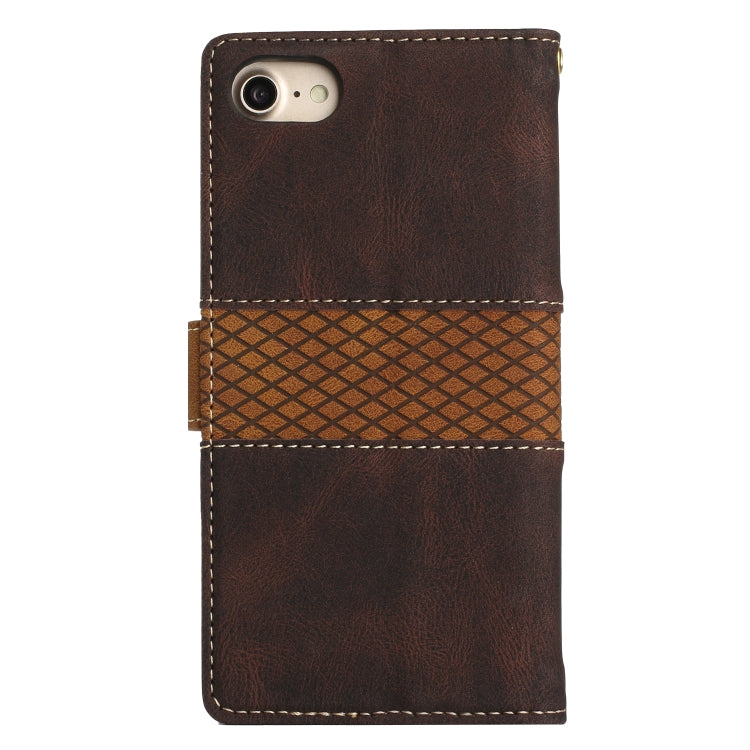 For iPhone 17e / 16e Grid Stitching Leather Phone Case with Lanyard