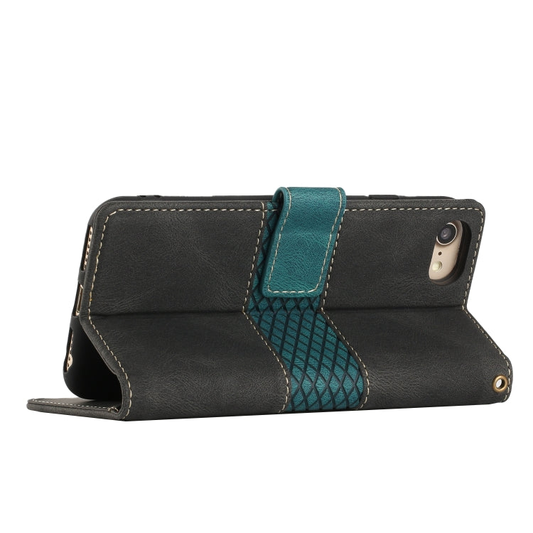 For iPhone 17e / 16e Grid Stitching Leather Phone Case with Lanyard