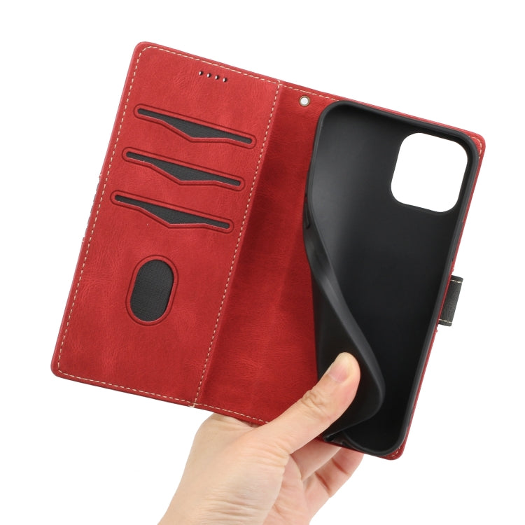 For iPhone 15 Pro Grid Stitching Leather Phone Case with Lanyard