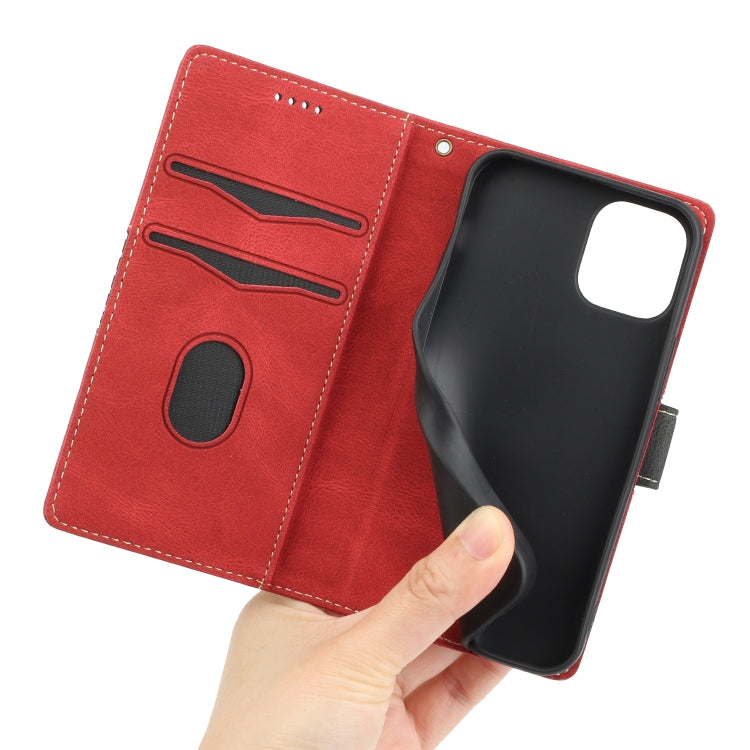 For iPhone 12 mini Grid Stitching Leather Phone Case with Lanyard