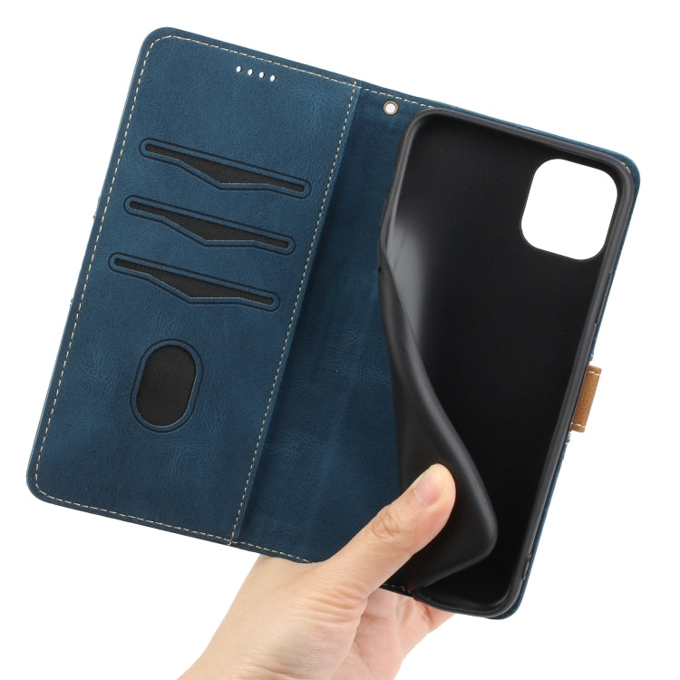 For iPhone 11 Pro Grid Stitching Leather Phone Case with Lanyard