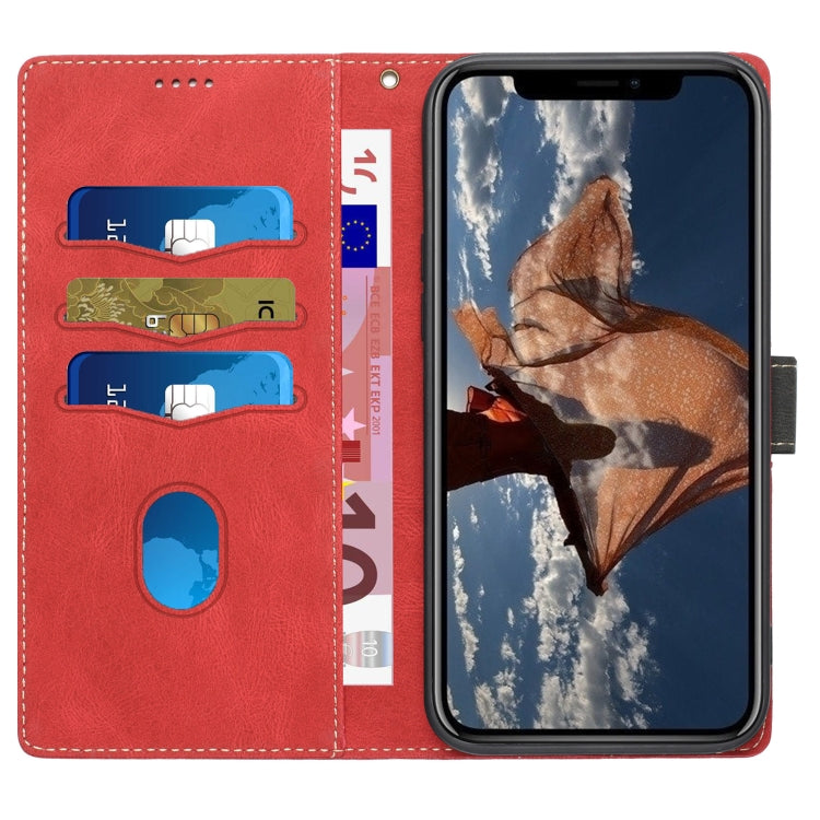 For iPhone XS Max Grid Stitching Leather Phone Case with Lanyard