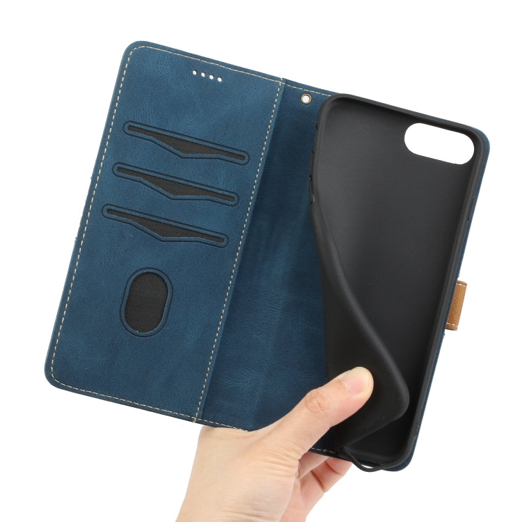 For iPhone 8 Plus / 7 Plus Grid Stitching Leather Phone Case with Lanyard