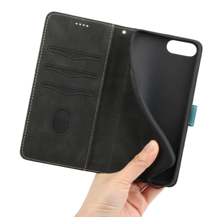 For iPhone 8 Plus / 7 Plus Grid Stitching Leather Phone Case with Lanyard