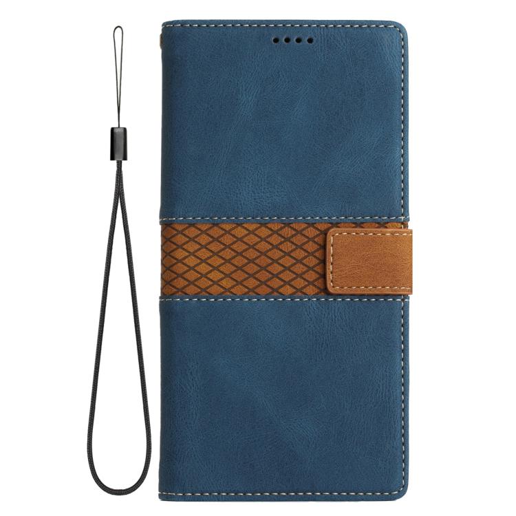 For iPhone Air Grid Stitching Leather Phone Case with Lanyard