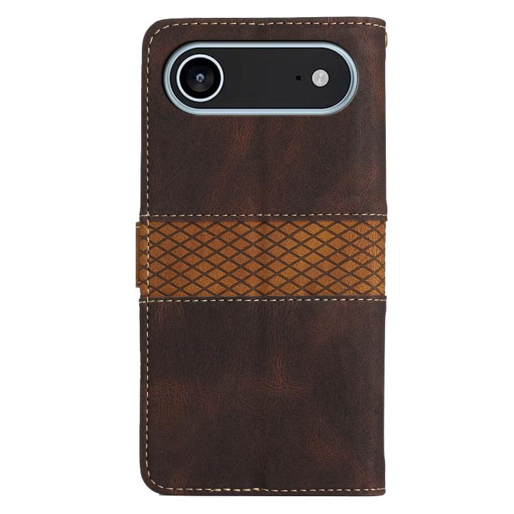 For iPhone Air Grid Stitching Leather Phone Case with Lanyard