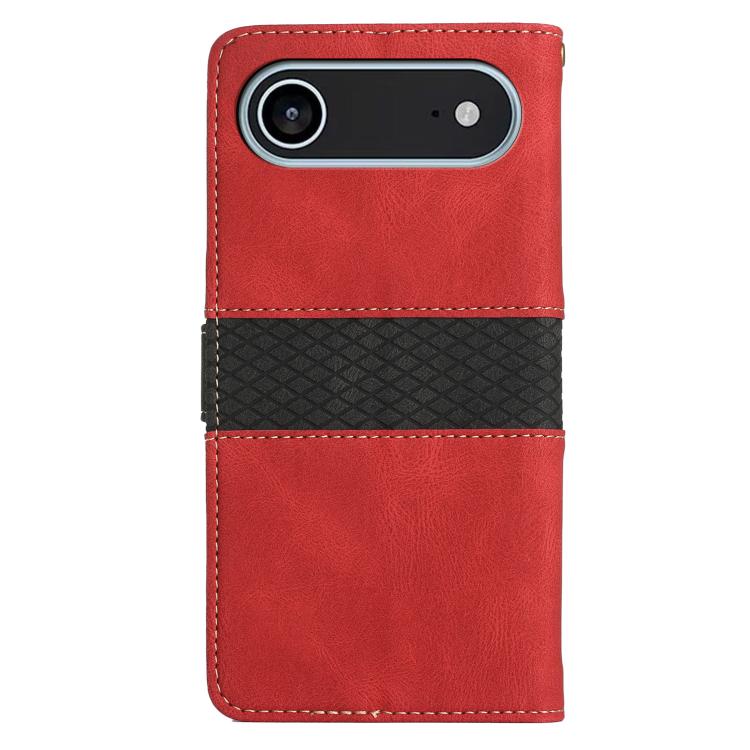 For iPhone Air Grid Stitching Leather Phone Case with Lanyard