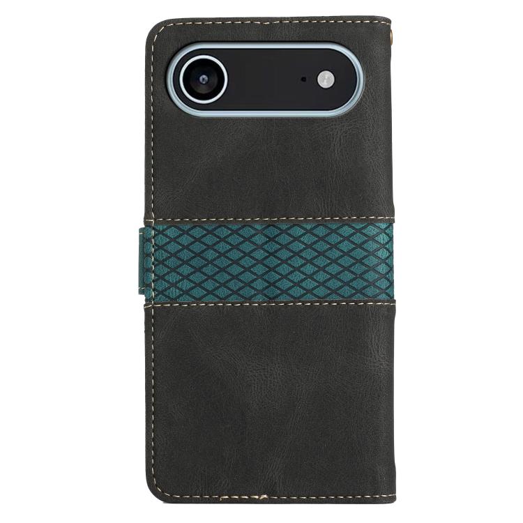 For iPhone Air Grid Stitching Leather Phone Case with Lanyard