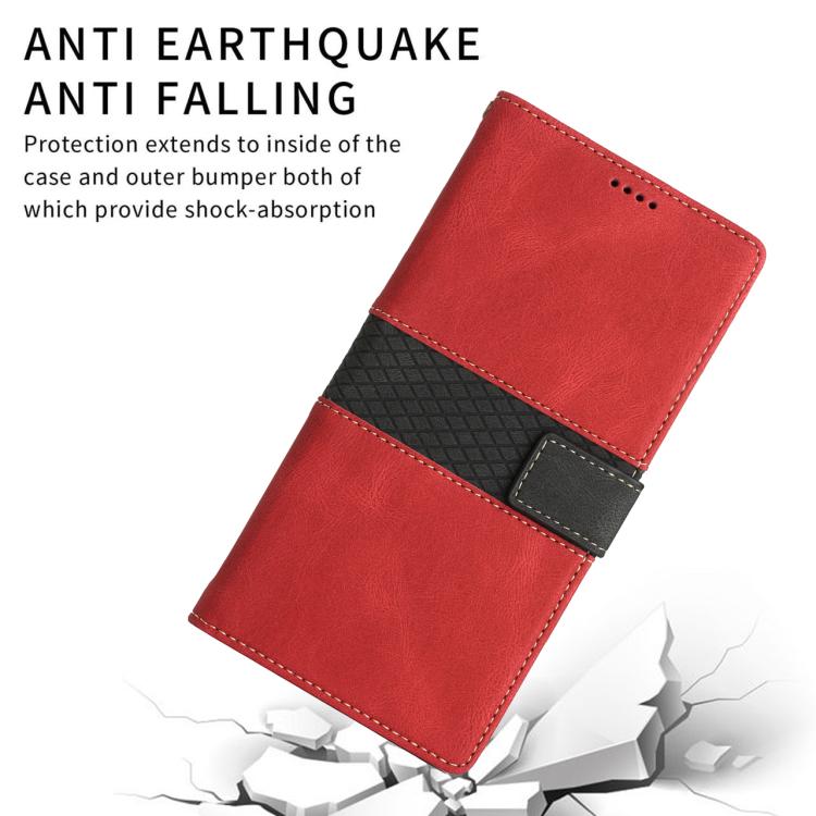 For iPhone 17 Pro Grid Stitching Leather Phone Case with Lanyard