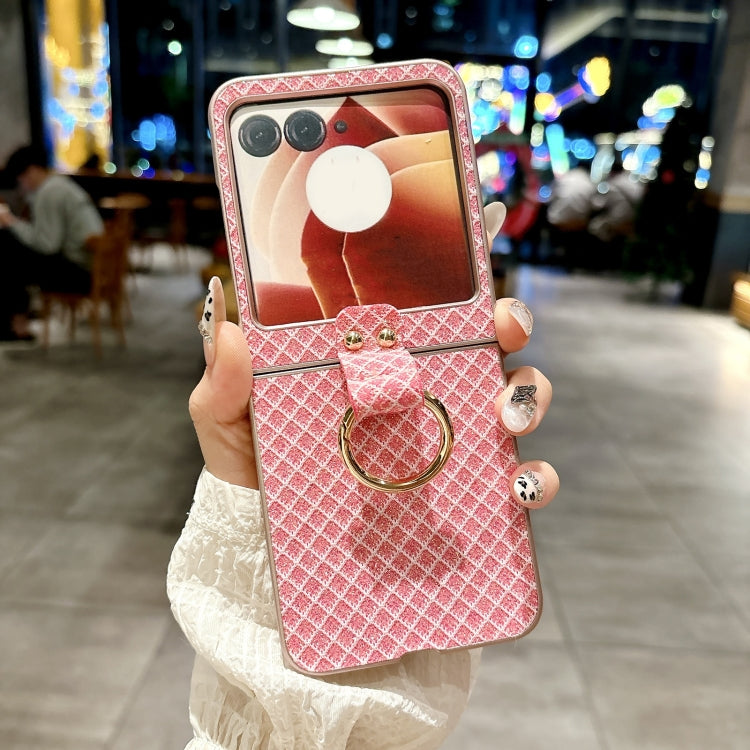 For Motorola Razr 50 Ultra Sparkling Diamond Rhombus PC Phone Case with Ring