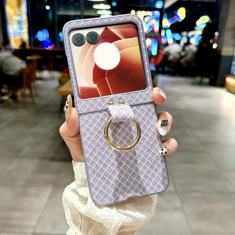 For Motorola Razr 50 Sparkling Diamond Rhombus PC Phone Case with Ring