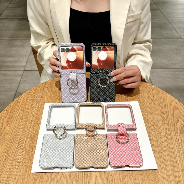 For Motorola Razr 50 Sparkling Diamond Rhombus PC Phone Case with Ring