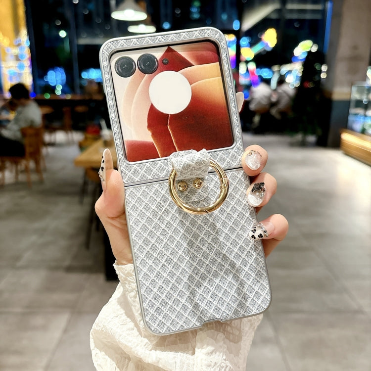 For Motorola Razr 50 Sparkling Diamond Rhombus PC Phone Case with Ring