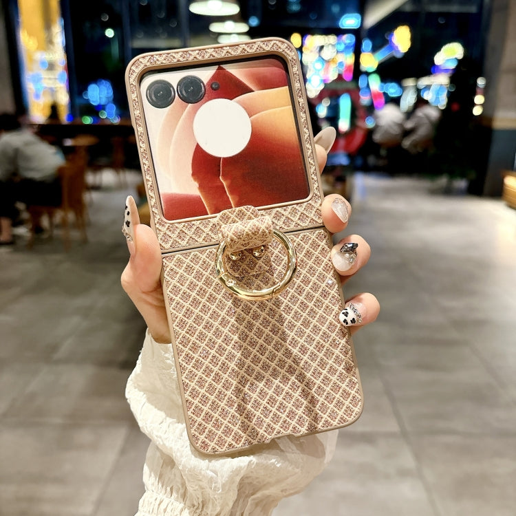 For Motorola Razr 50 Sparkling Diamond Rhombus PC Phone Case with Ring