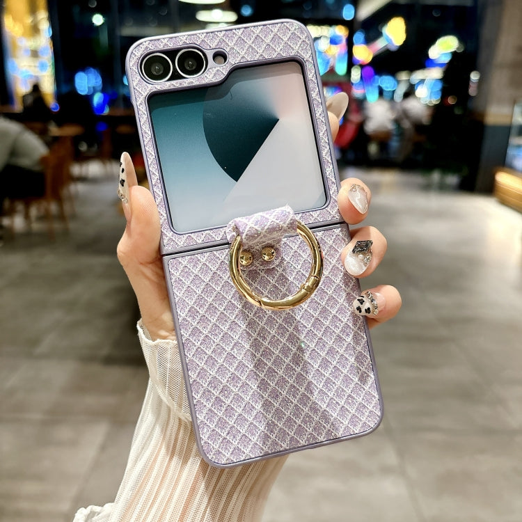 For Samsung Galaxy Z Flip5 5G Sparkling Diamond Rhombus PC Phone Case with Ring