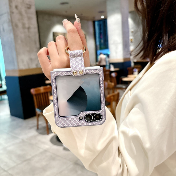 For Samsung Galaxy Z Flip5 5G Sparkling Diamond Rhombus PC Phone Case with Ring