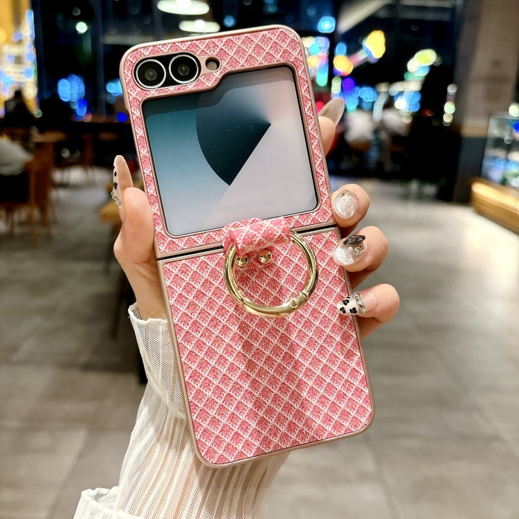 For Samsung Galaxy Z Flip5 5G Sparkling Diamond Rhombus PC Phone Case with Ring