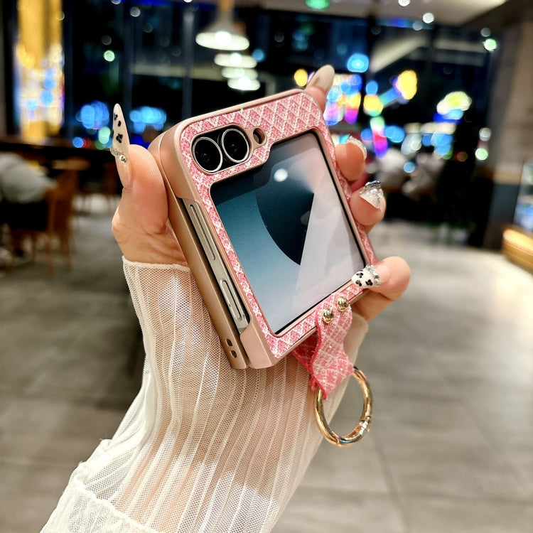 For Samsung Galaxy Z Flip5 5G Sparkling Diamond Rhombus PC Phone Case with Ring