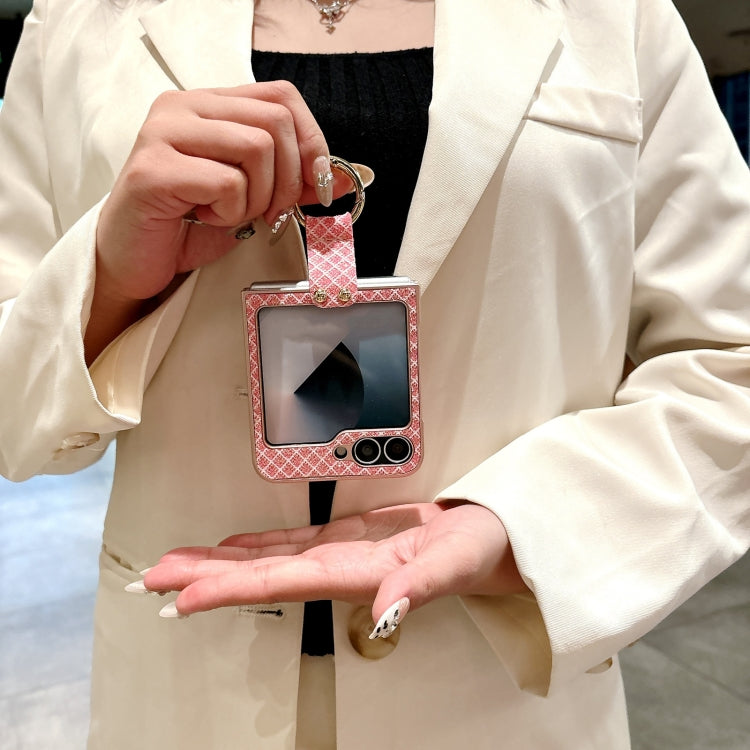 For Samsung Galaxy Z Flip5 5G Sparkling Diamond Rhombus PC Phone Case with Ring