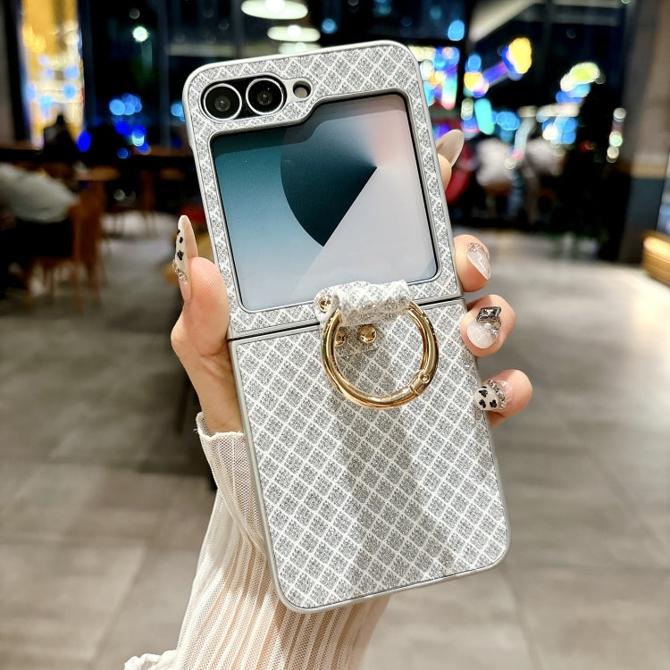 For Samsung Galaxy Z Flip5 5G Sparkling Diamond Rhombus PC Phone Case with Ring