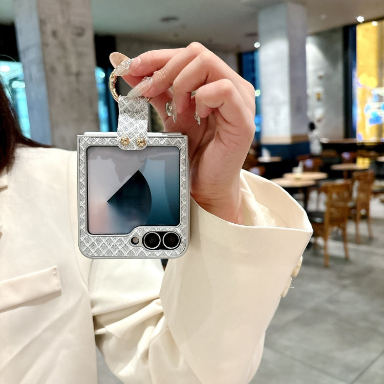 For Samsung Galaxy Z Flip5 5G Sparkling Diamond Rhombus PC Phone Case with Ring