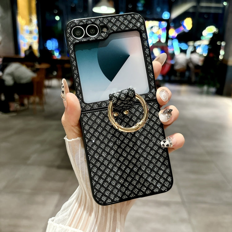 For Samsung Galaxy Z Flip5 5G Sparkling Diamond Rhombus PC Phone Case with Ring