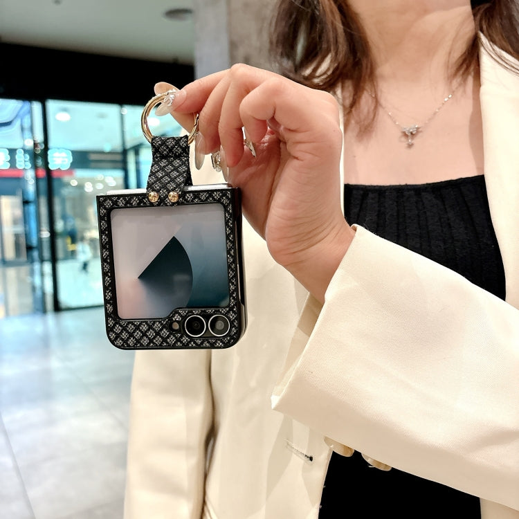 For Samsung Galaxy Z Flip5 5G Sparkling Diamond Rhombus PC Phone Case with Ring