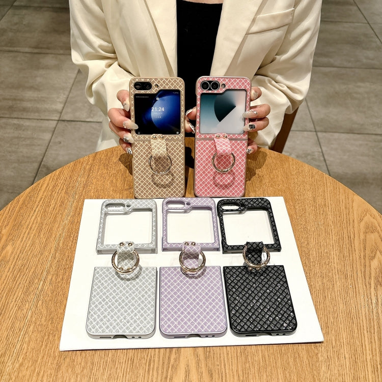 For Samsung Galaxy Z Flip5 5G Sparkling Diamond Rhombus PC Phone Case with Ring
